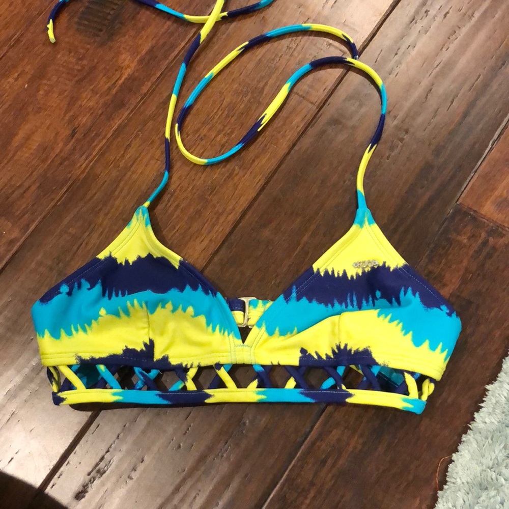 roxy tie die bikini top